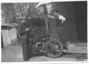 This 1938 Calthorpe was owned by my Uncle Ottar (left) and is being admired by my Uncle Kevin (right).  I clearly remember Ottar stripping this motor down and patiently explaining the workings of a four-stroke engine to me when I was just a very small boy.