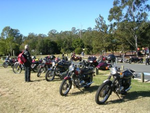 A general shot of a few of the solo bikes ridden by the marshalls. 