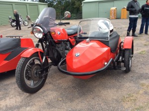 This red BMW outfit had a sidecar which is a partial copy of a Stieb, but I am not sure what make it is.
