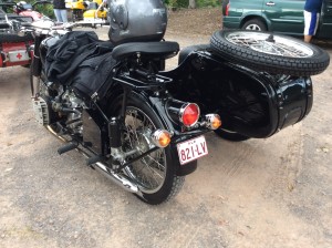 This black Chang Jiang outfit was the third left-hand-drive outfit on the rally besides mine and Yvonne's. Its owner had ridden it for years in Shanghai before returning to Australia and bringing it with him.