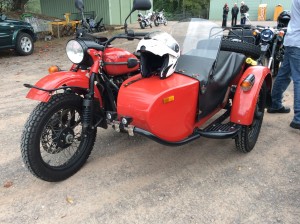 This bright red Ural was shined up beautifully.