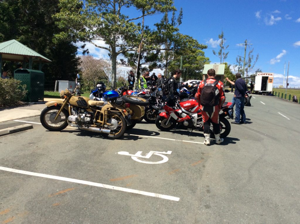 Several of the Marshalls' bikes parked at the Lookout.